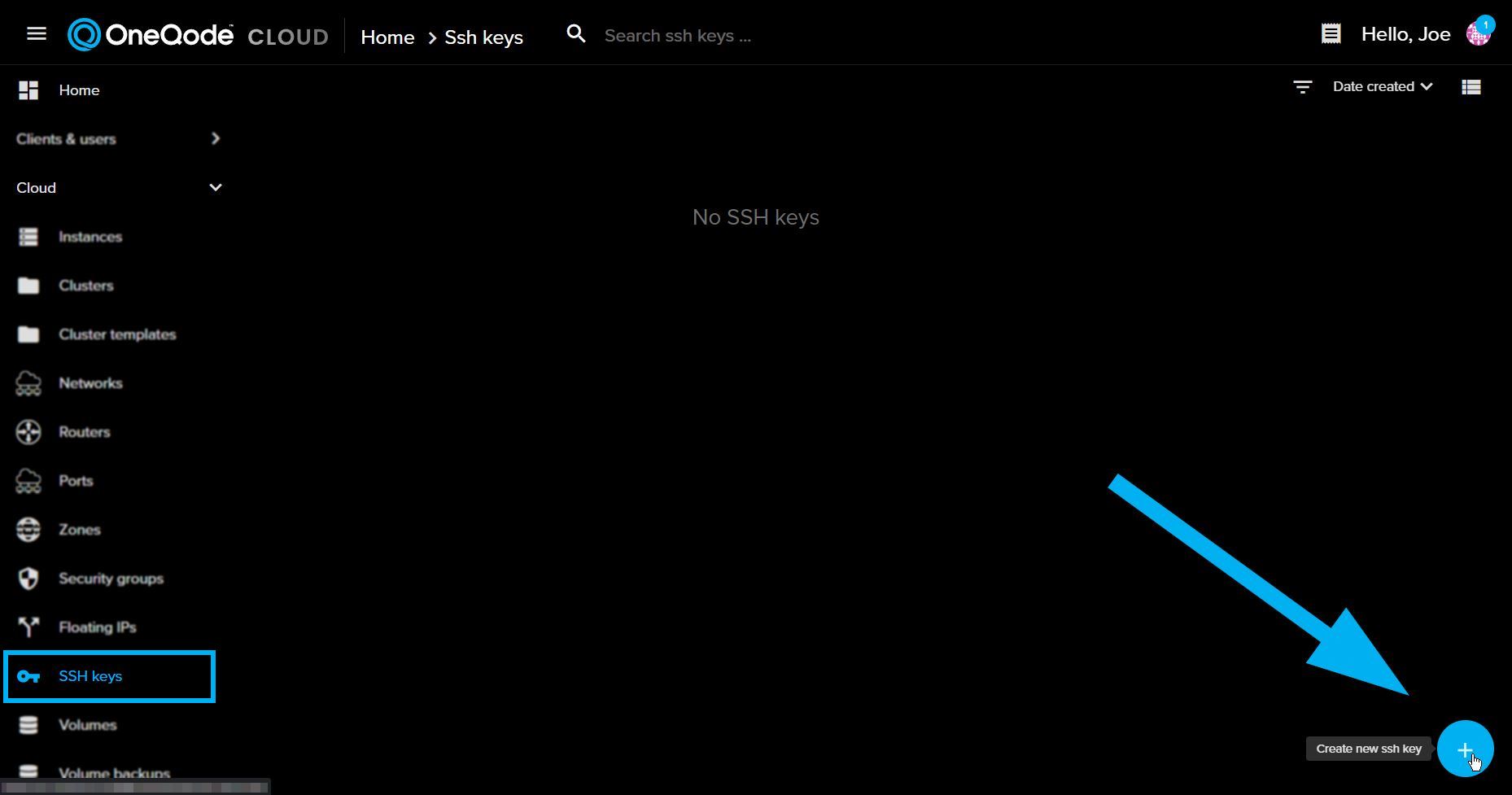 OneQode Cloud Add SSH Key