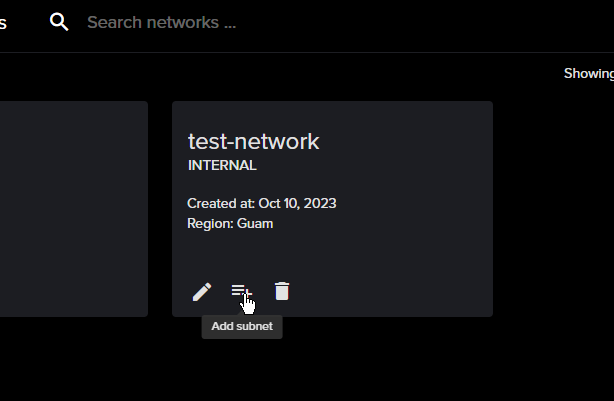 Add Subnet button