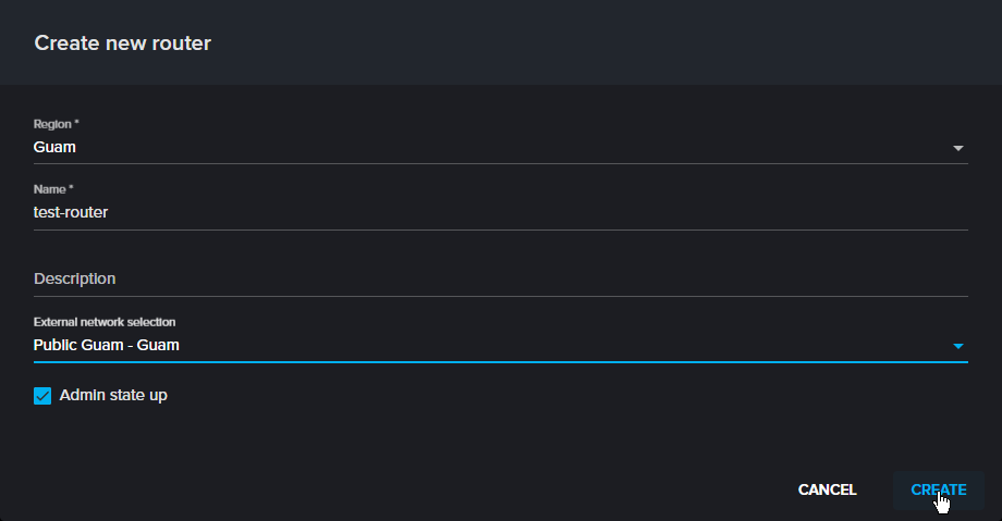 Router creation form